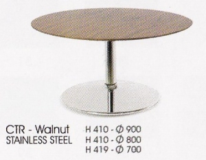 Meja  Bulat Indachi CTR-Walnut Stainless Steel